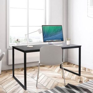 Black Metal Frame Wood Top Modern Home Office Laptop Computer Desk Writting Table